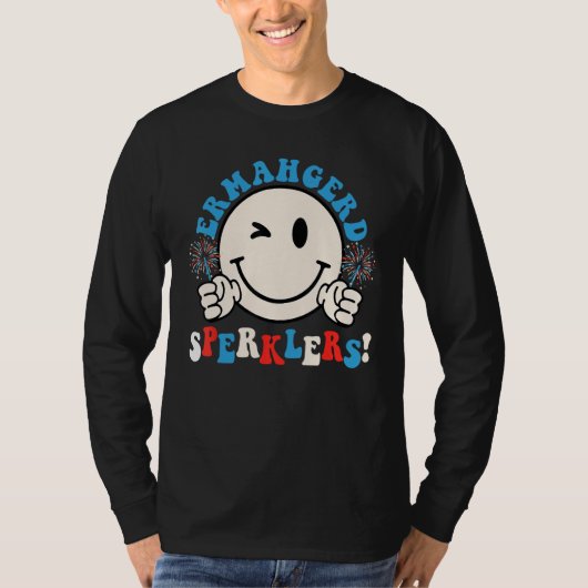 Hippie Smile Face Ermahgerd Sparklers 4th Of July  T-shirt (Voorkant)