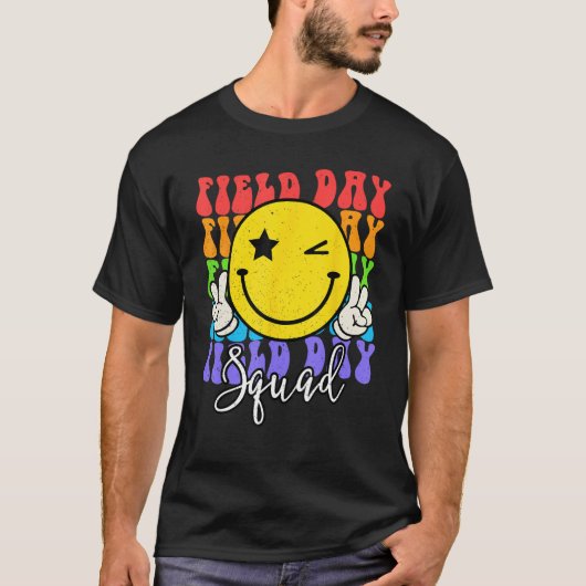 Hippie Smile Face Field Day Squad Groovy Field Day T-shirt (Voorkant)