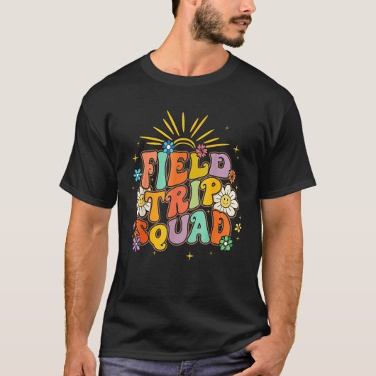 Hippie smile Face Field Trip Squad Groovy Field Da T-shirt (Voorkant)