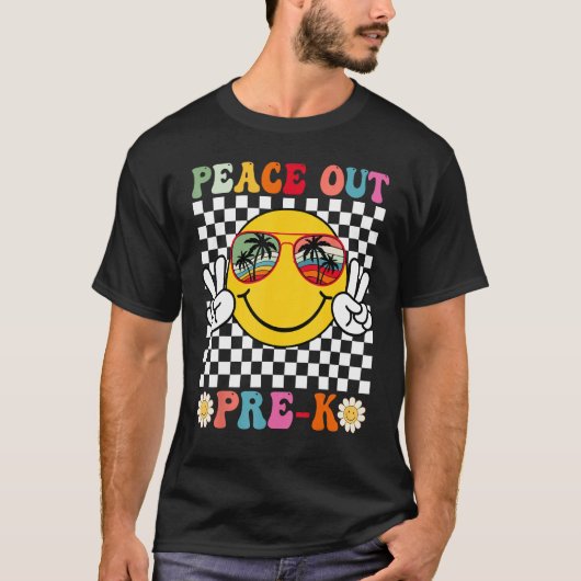 Hippie Smile Face Peace Out Pre k Class of School  T-shirt (Voorkant)
