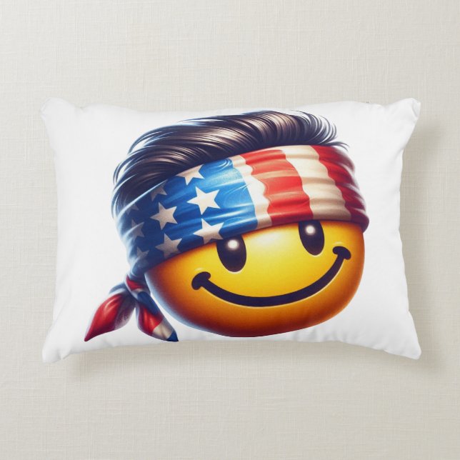 Hippie Smiley Gezicht Accent Kussen (Voorkant)