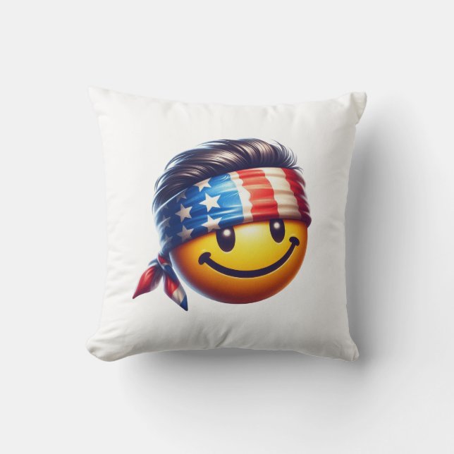 Hippie Smiley Gezicht Kussen (Voorkant)