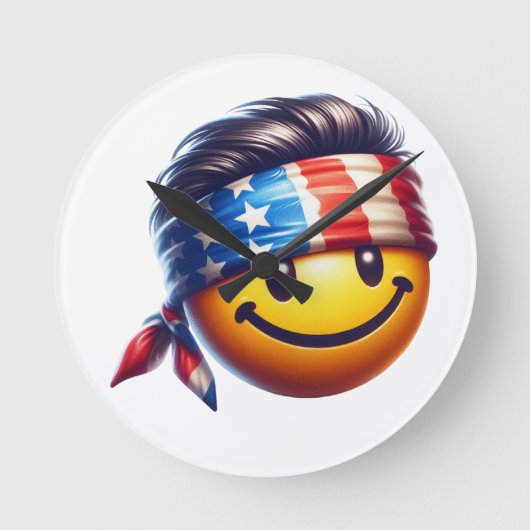 Hippie Smiley Gezicht Ronde Klok (Voorkant)