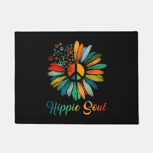 Hippie Soul Essential Peace Sign Hippie Sunflower Deurmat (Voorkant)