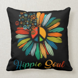 Hippie Soul Essential Peace Sign Hippie Sunflower Kussen