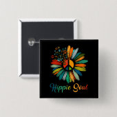 Hippie Soul Essential Peace Sign Hippie Sunflower Vierkante Button 5,1 Cm (Voorkant /achterkant)