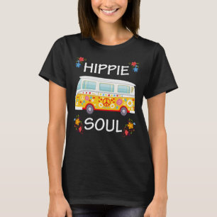 Hippie Soul Kleurrijke Bloemen Retro Van Life Love T-shirt