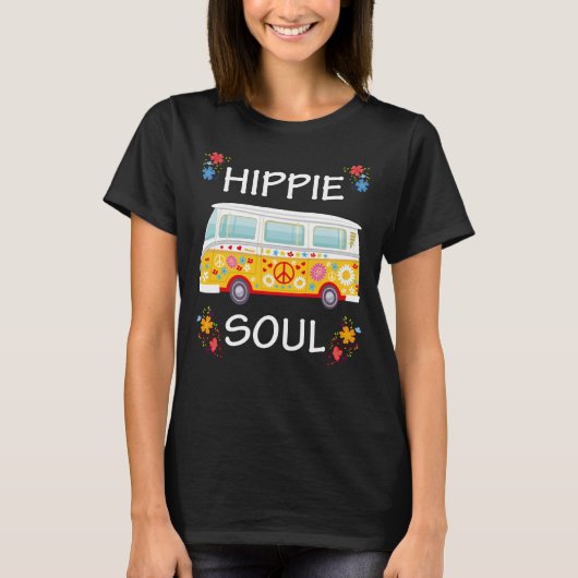 Hippie Soul Kleurrijke Bloemen Retro Van Life Love T-shirt (Voorkant)