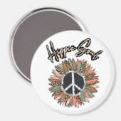 Hippie Soul Peace Sign Sunflower Magneet (Voorkant / Achterkant)