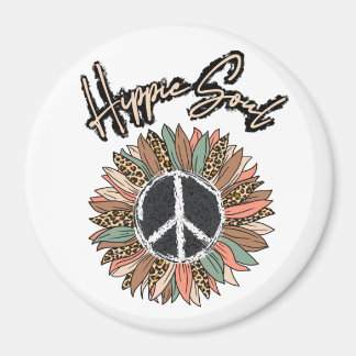 Hippie Soul Peace Sign Sunflower Magneet