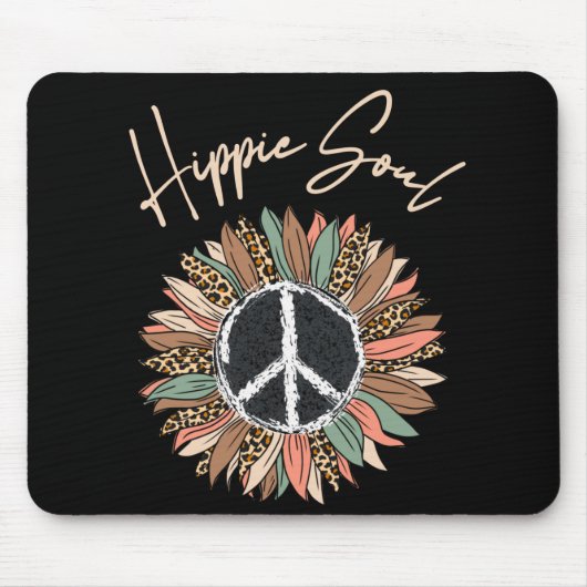 Hippie Soul Peace Sign Sunflower Muismat (Voorkant)