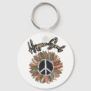 Hippie Soul Peace Sign Sunflower Sleutelhanger