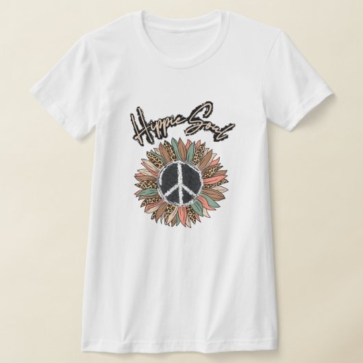 Hippie Soul Peace Sign Sunflower T-shirt (Laagn)