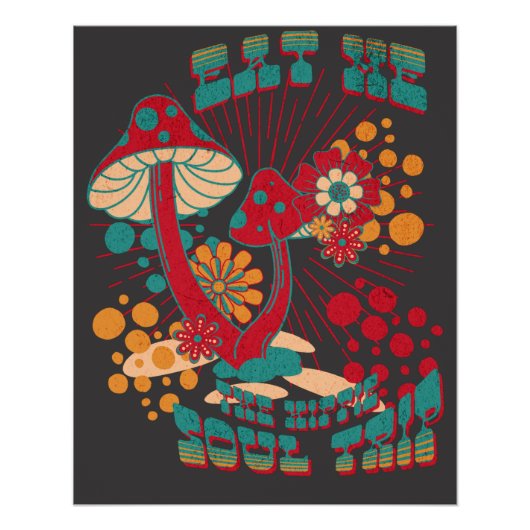 Hippie Soul Trip Zomer  Paddestoel Perfect Poster (Voorkant)