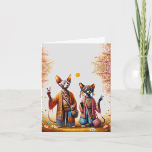 Hippie Sphynx Cat Kaart (Voorkant)