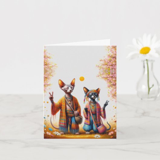 Hippie Sphynx Cat Kaart (Kleine Plant)