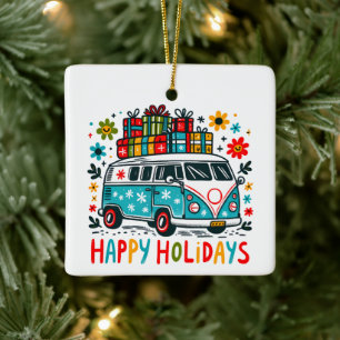 Hippie stijl goede vibes groovy kerstbusje keramisch ornament