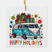 Hippie stijl goede vibes groovy kerstbusje keramisch ornament (Voorkant)