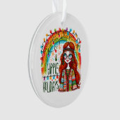 Hippie stijl groovy meisje kerstvakantie ornament (voorkant)