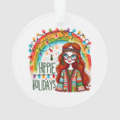 Hippie stijl groovy meisje kerstvakantie ornament (achterkant)