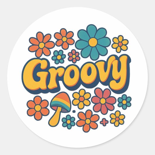 Hippie stijl Groovy sticker (Voorkant)