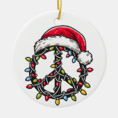 Hippie Stijl Vredessymbool Groovy Kerstman Keramisch Ornament (Voorkant)