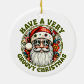 Hippie Stijl Vredessymbool Groovy Kerstman Keramisch Ornament (Achterkant)