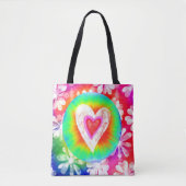 Hippie style tie dye Heart canvas tas (Voorkant)