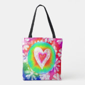 Hippie style tie dye Heart canvas tas (Achterkant)