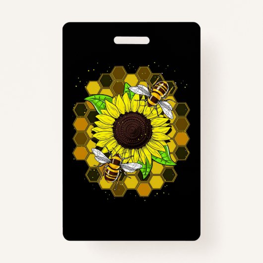 Hippie Sunflower Bees Badge (Voorkant)