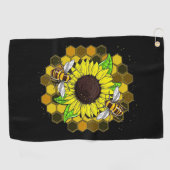 Hippie Sunflower Bees Golfhanddoek (Horizontaal)
