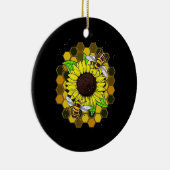 Hippie Sunflower Bees Keramisch Ornament (Rechts)