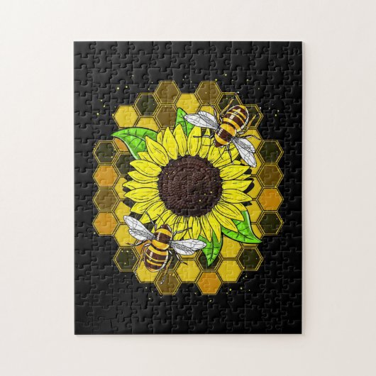 Hippie Sunflower Bees Legpuzzel (Verticaal)