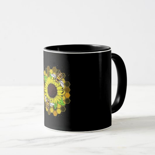 Hippie Sunflower Bees Mok (Voorkant rechts)