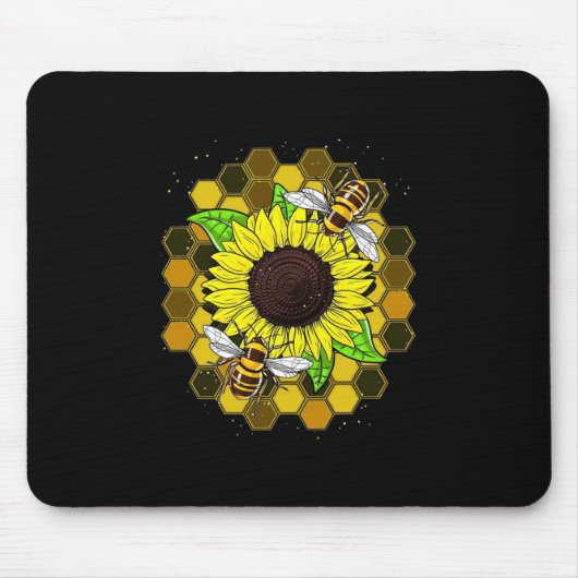 Hippie Sunflower Bees Muismat (Voorkant)