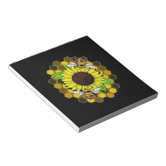 Hippie Sunflower Bees Notitieblok (Schuin)