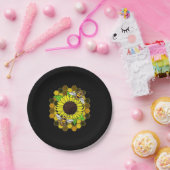 Hippie Sunflower Bees Papieren Bordje (Feest)