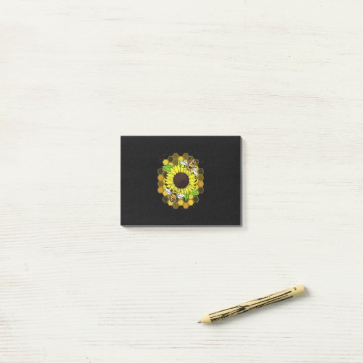 Hippie Sunflower Bees Post-it® Notes (Op bureau)