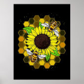 Hippie Sunflower Bees Poster (Voorkant)