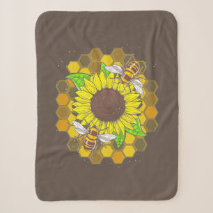 Hippie Sunflower Bees Sherpa Deken
