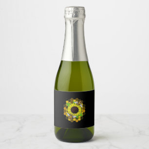 Hippie Sunflower Bees Sparkling Wijnetiket