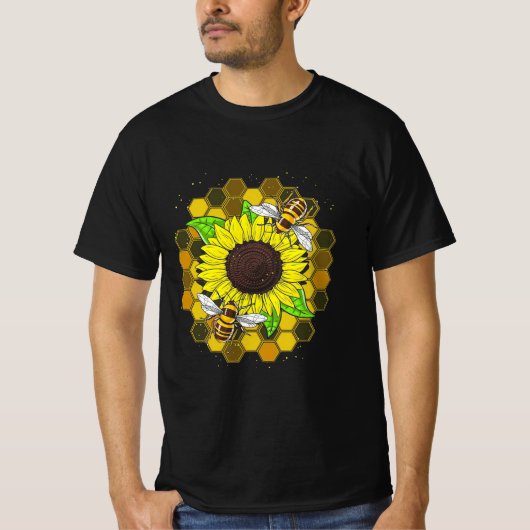 Hippie Sunflower Bees T-shirt (Voorkant)