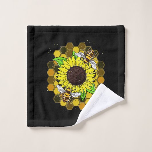 Hippie Sunflower Bees Washandje (Wasdoekje)