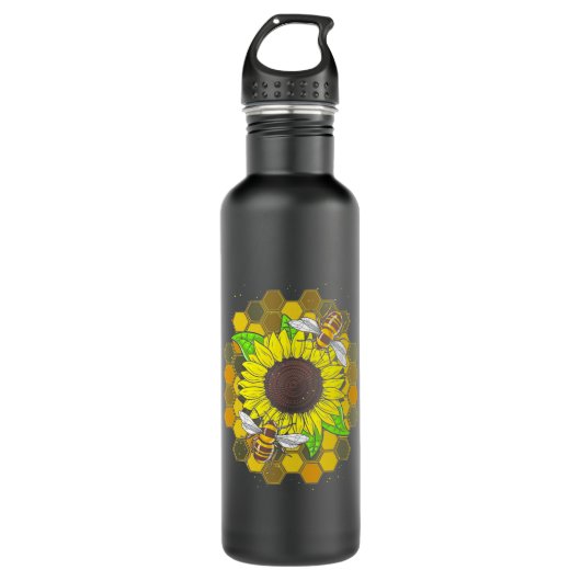 Hippie Sunflower Bees Waterfles (Voorkant)