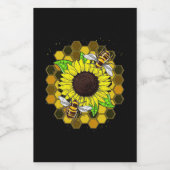 Hippie Sunflower Bees Wijn Etiket (Enkel label)