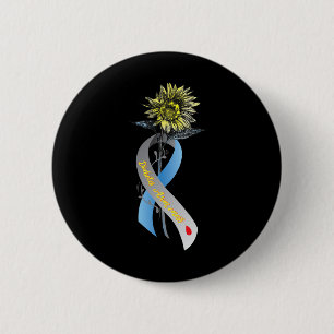 Hippie Sunflower Grey Blue Ribbon type 1 diabetes Ronde Button 5,7 Cm