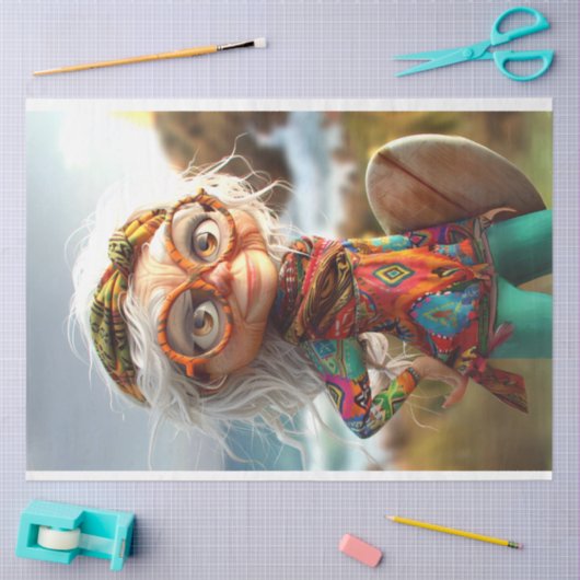 Hippie Surfin Grama Decoupage Tissuepapier (Craft)