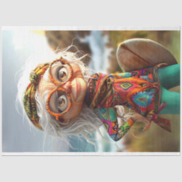 Hippie Surfin Grama Decoupage Tissuepapier