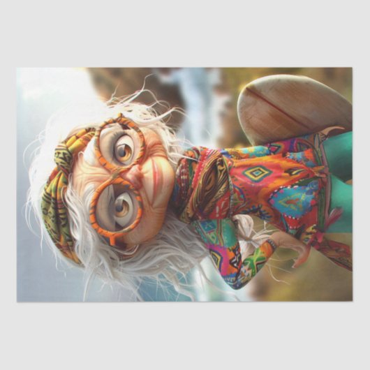 Hippie Surfin Grama Decoupage Tissuepapier (Voorkant)