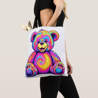 Hippie Teddybeer Regenboog Psychedelische Helder K Tote Bag